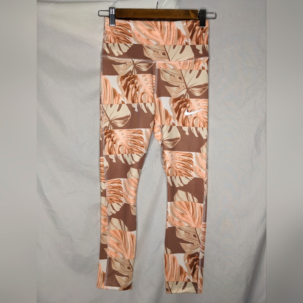 Nike Botanical Leaf Print Dri-Fit Crop Leggings, XS